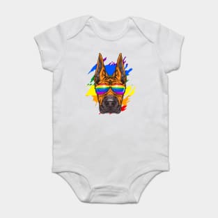 Funny Great Dane Dog Rainbow Pride Baby Bodysuit